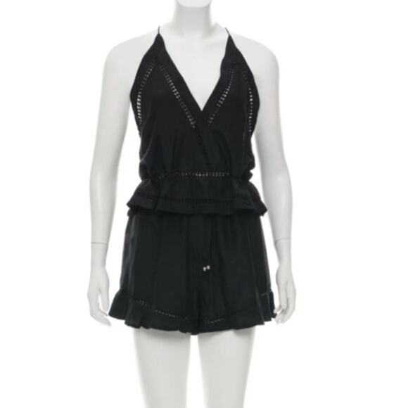 Zimmermann porcelain flounce playsuit romper black